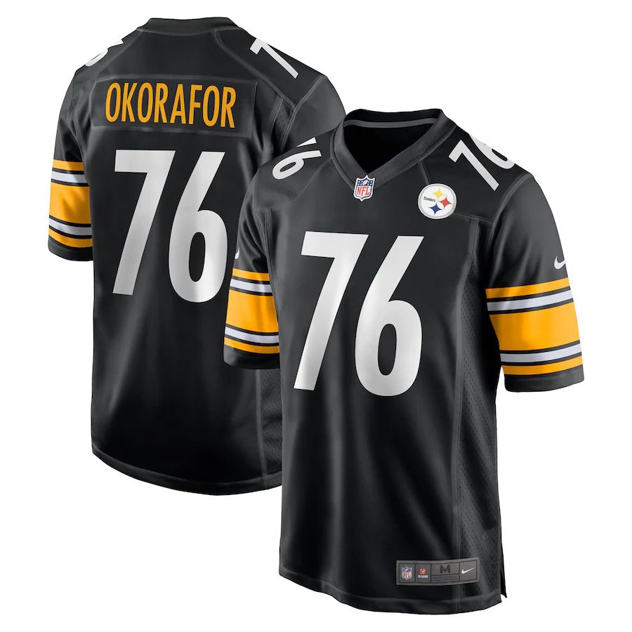 Men Pittsburgh Steelers #76 Chukwuma Okorafor Nike Black Game NFL Jersey